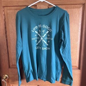 Life is good, ( Let it snow) ski graphic long sleeve top